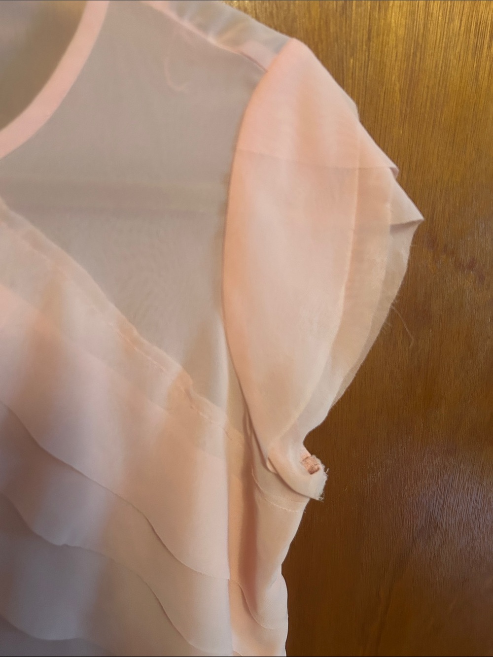 Liz Claiborne Soft Pink Layered Chiffon Blouse - Picture 5 of 7